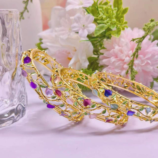 Enamel Vine Filigree Open Bangle