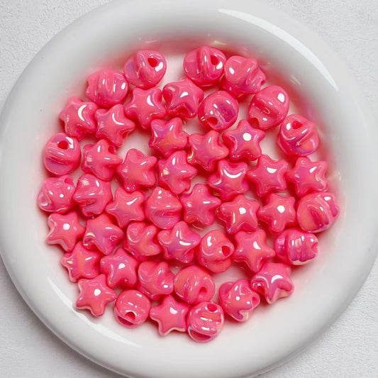 Colorful UV Dopamine Color Pentagon Star Straight Hole Beaded Gemstone