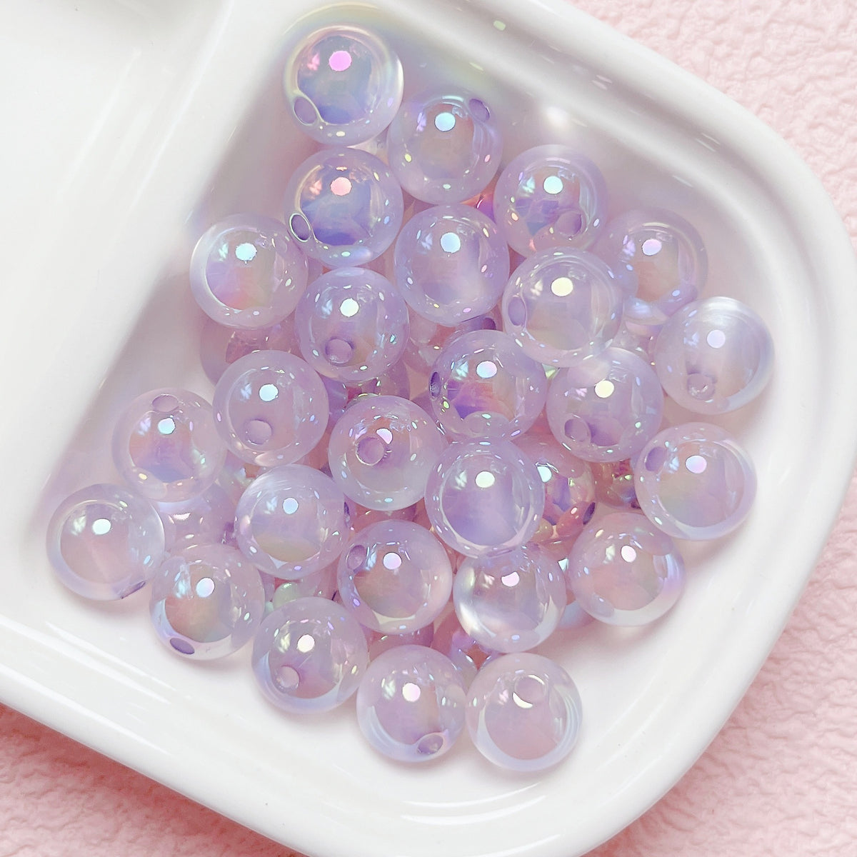 High-quality UV-coated colored jelly cat-eye through-hole acrylic round beads