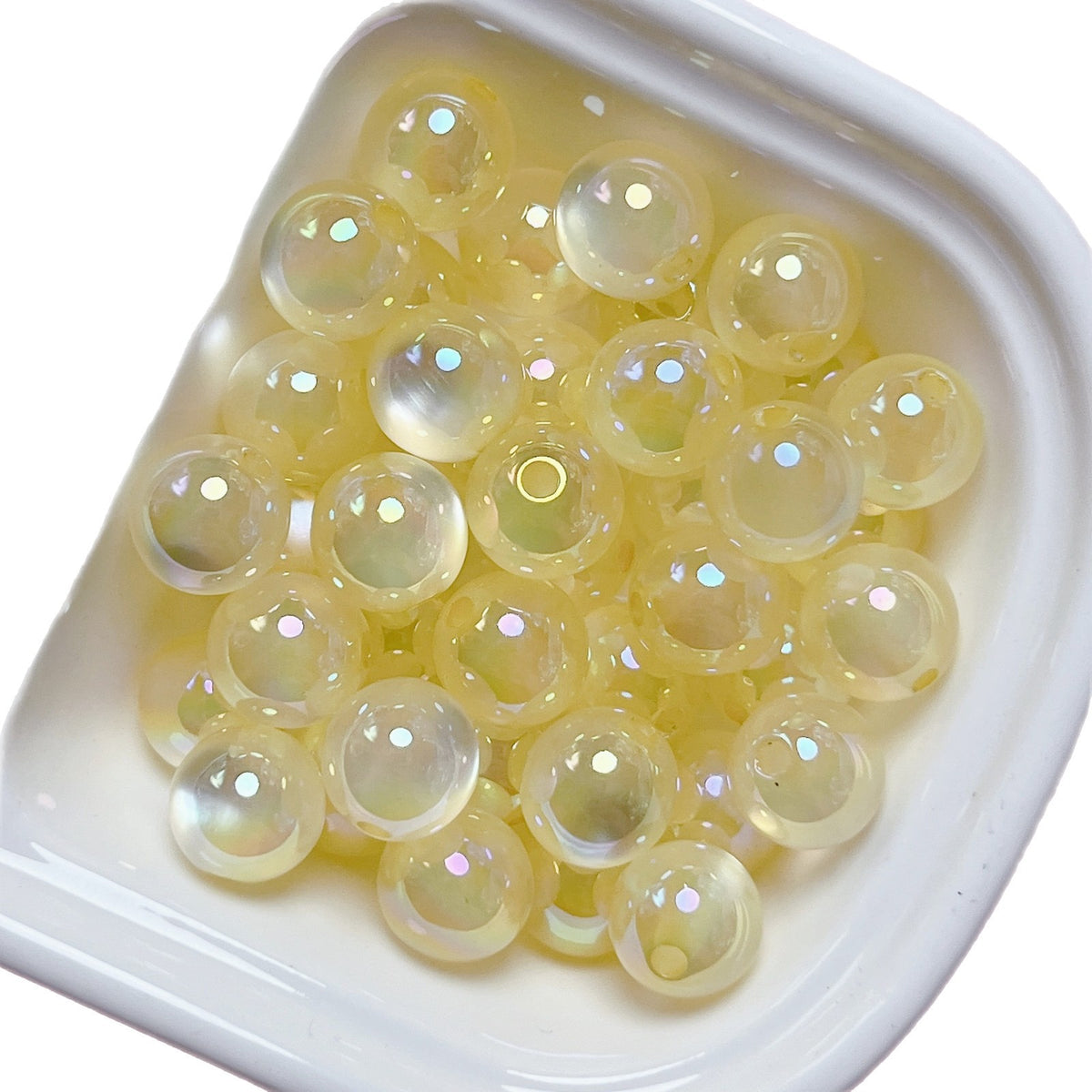 High-quality UV-coated colored jelly cat-eye through-hole acrylic round beads