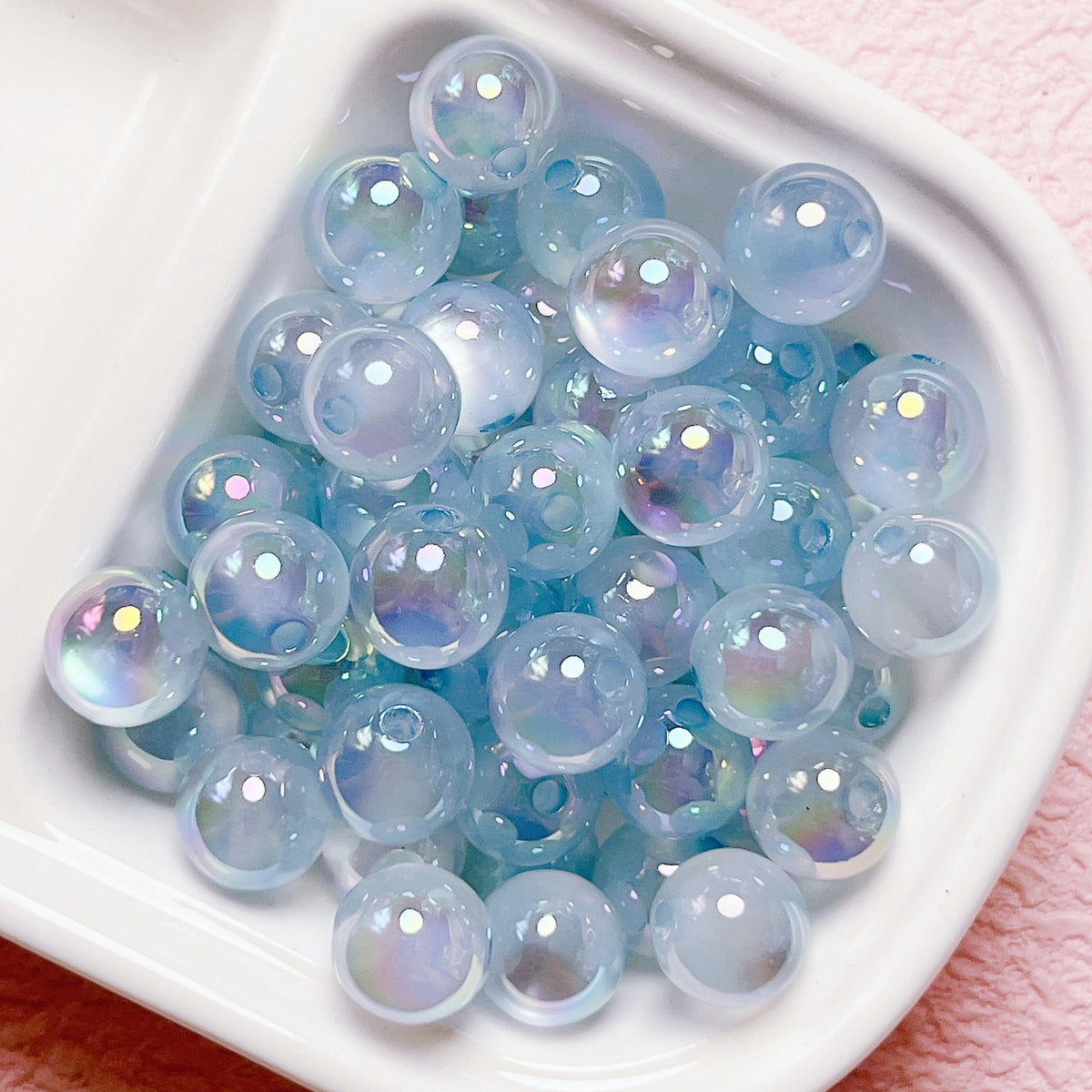 High-quality UV-coated colored jelly cat-eye through-hole acrylic round beads