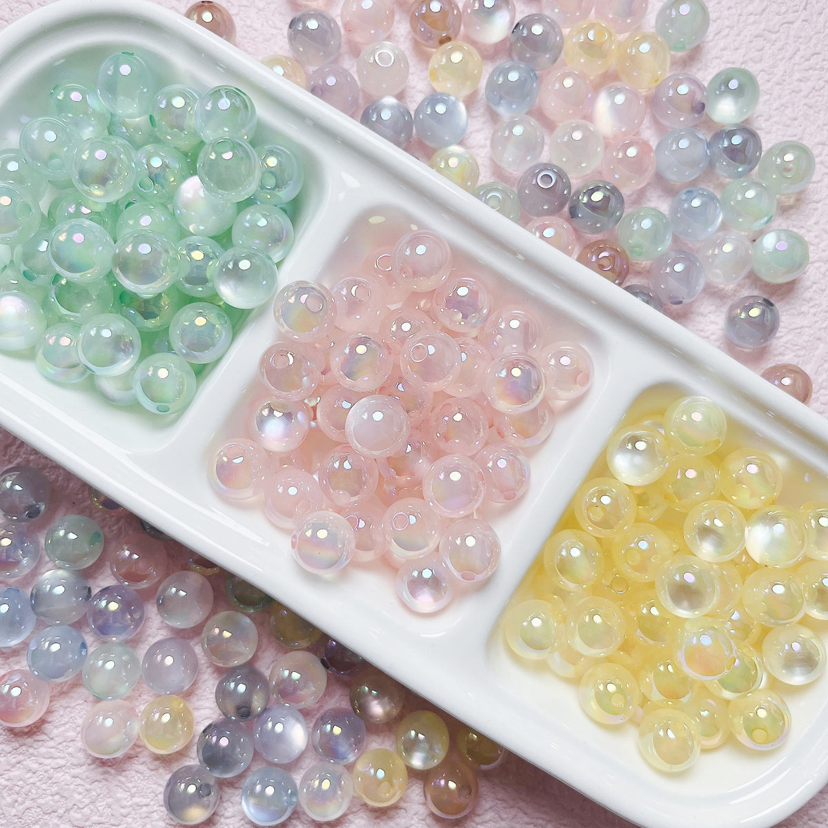 High-quality UV-coated colored jelly cat-eye through-hole acrylic round beads