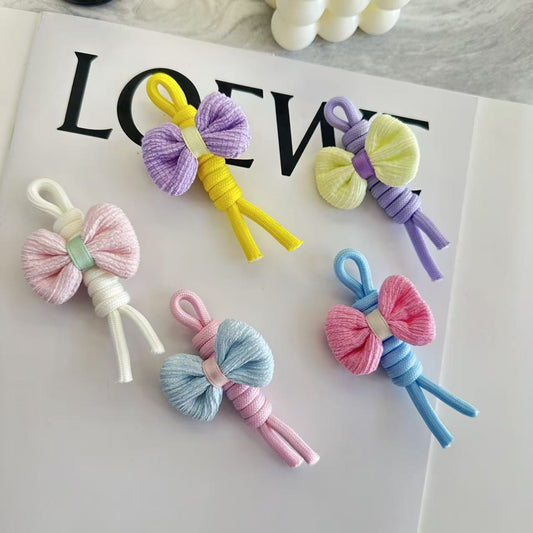 Colorful DIY handmade mobile phone hanger with bow-shaped bag accessory