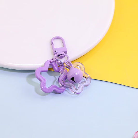 Colorful double-star hollow pentagram-shaped bell-shaped keychain, DIY accessory for mobile phone chain